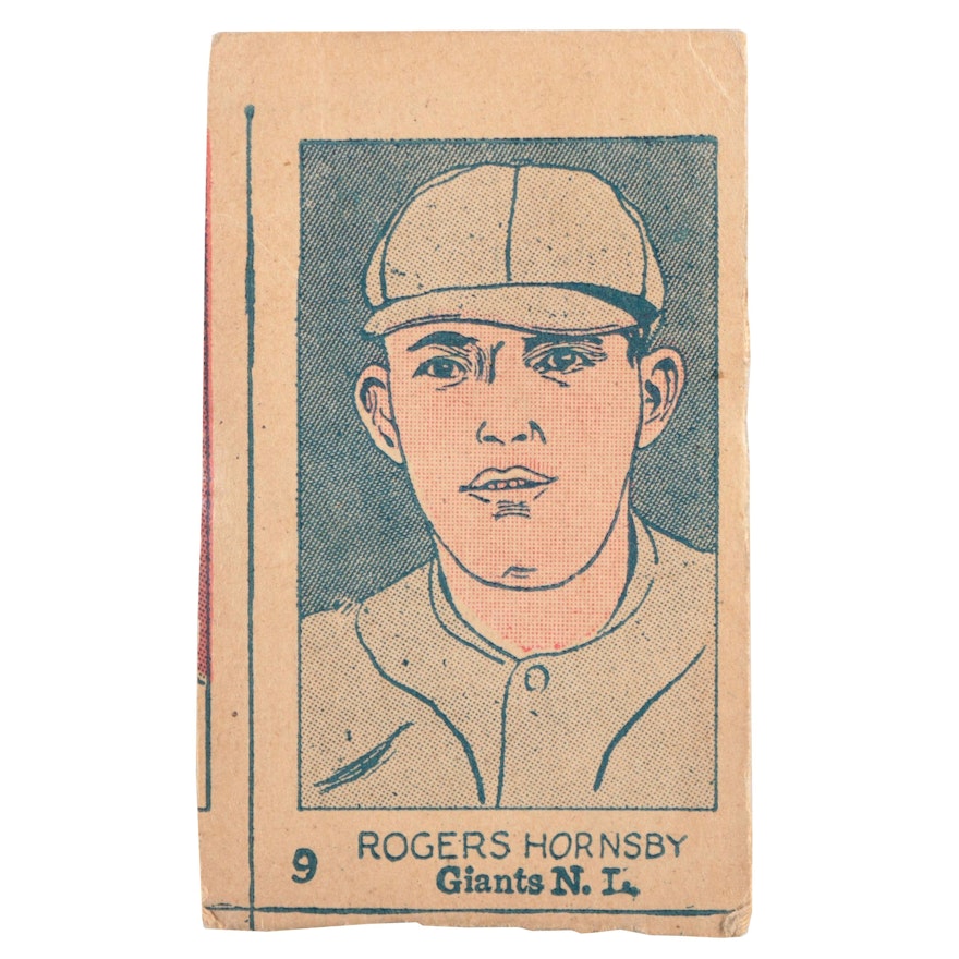 1926 W512 Rogers Hornsby #9 Hand-Cut Baseball Strip Card