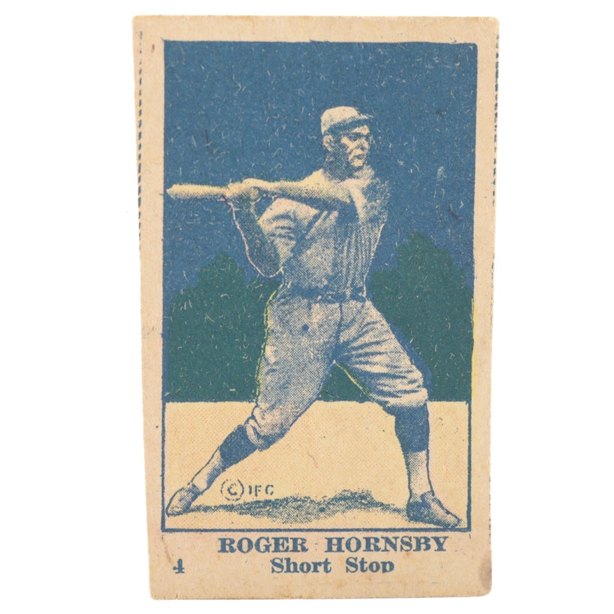 1921 W551 Roger(s) Hornsby Error #4 Short Stop Hand Cut Baseball Strip Card