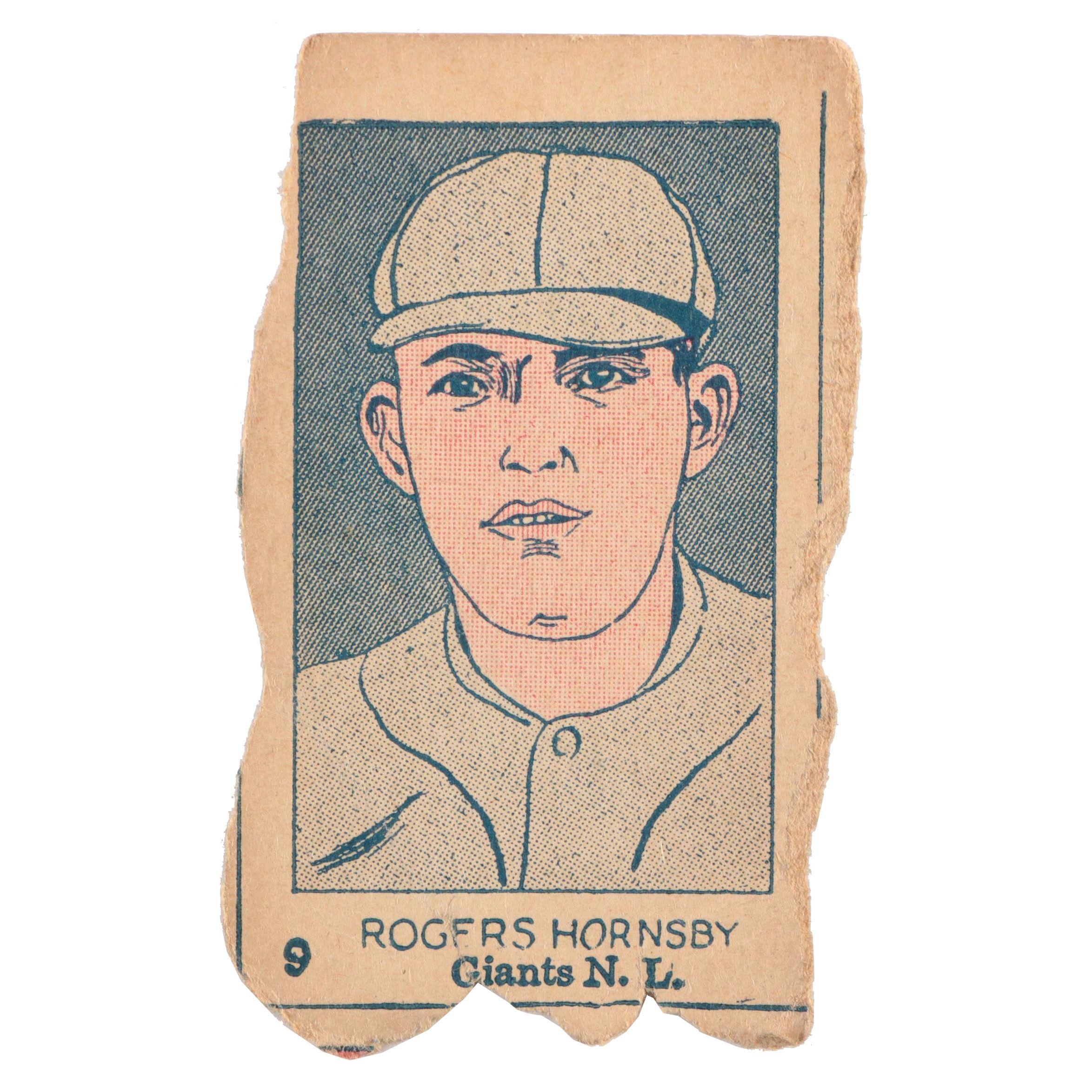 1926 W512 Rogers Hornsby 9 Giants N.L. Hand Cut Baseball Strip Card EBTH