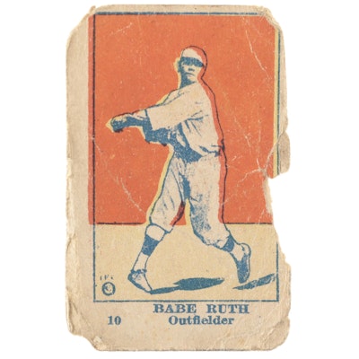 1921 W516-2-3 Babe Ruth "Outfielder" #10 Hand Cut Baseball Strip Card