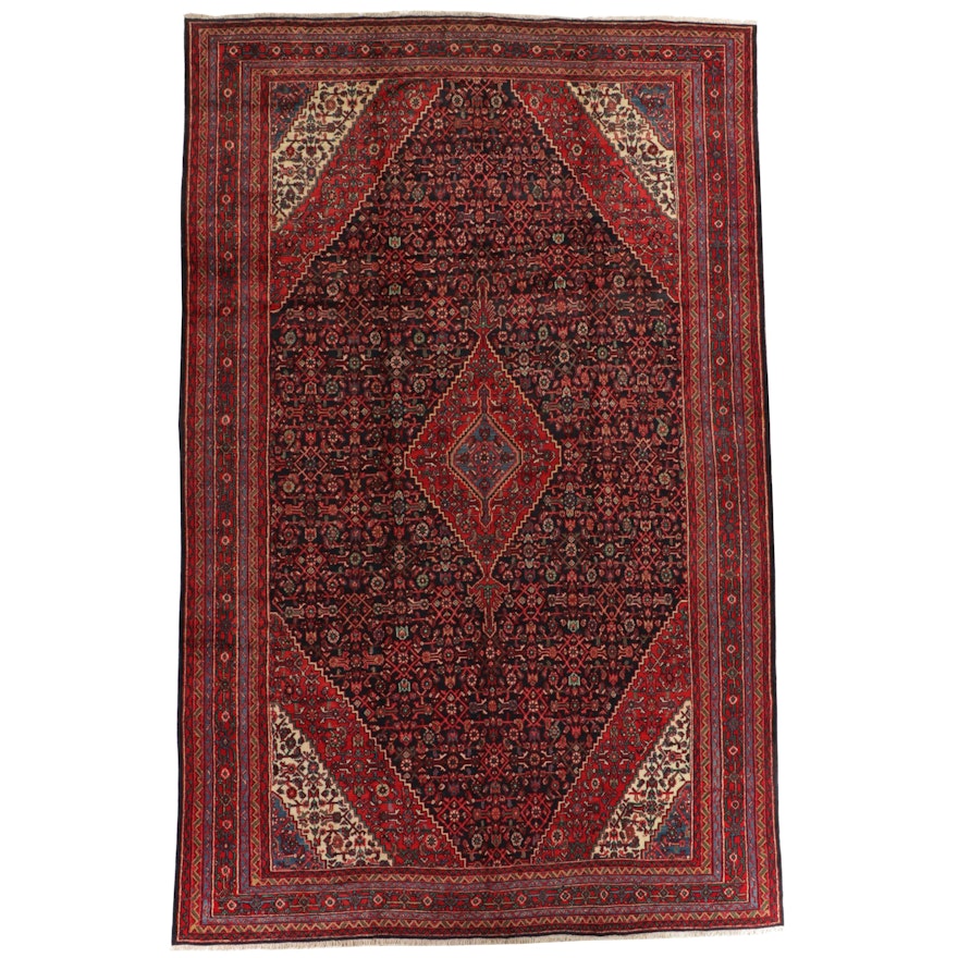 11'3 x 17'9 Hand-Knotted Persian Hamadan Herati Room Sized Rug