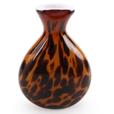 Handblown Polish Tortoiseshell Art Glass Vase