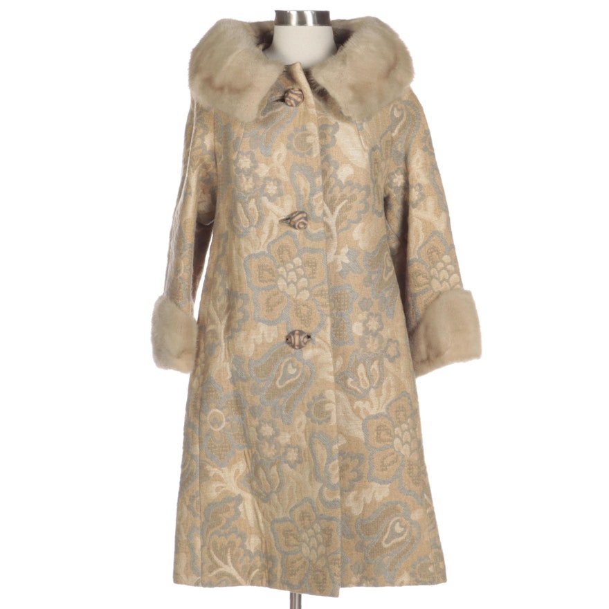 Lowenthal's Wool Brocade Coat with Mink Fur Collar