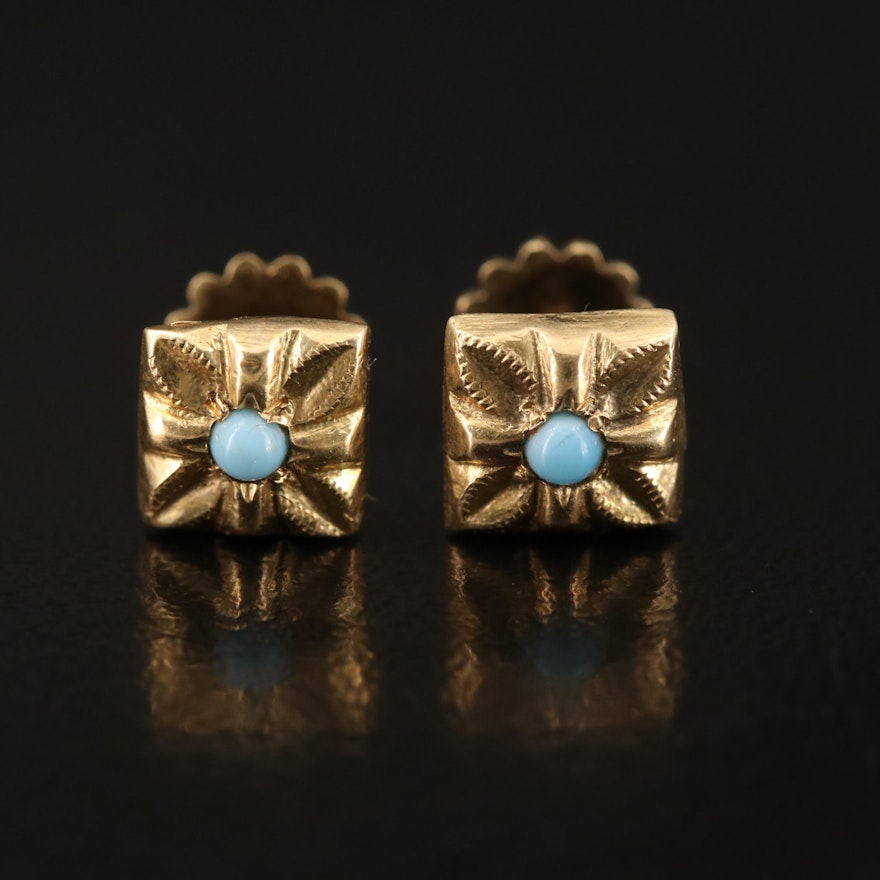 18K Turquoise Stud Earrings
