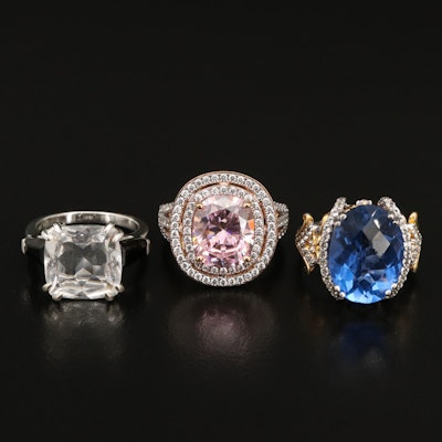 Sterling Rings with Quartz, Topaz and Cubic Zirconia