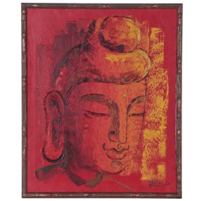 Impasto Style Oil Painting of The Buddha, Late 20th Century