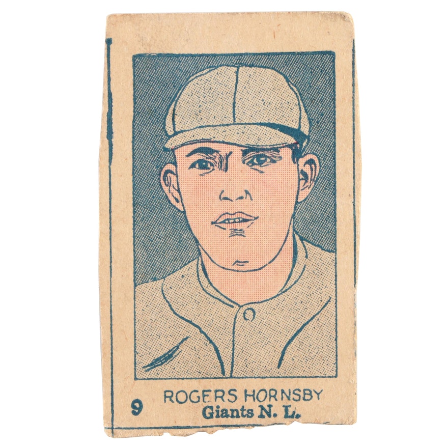 1926 W512 Rogers Hornsby #9 Giants N.L. Hand Cut Baseball Strip Card