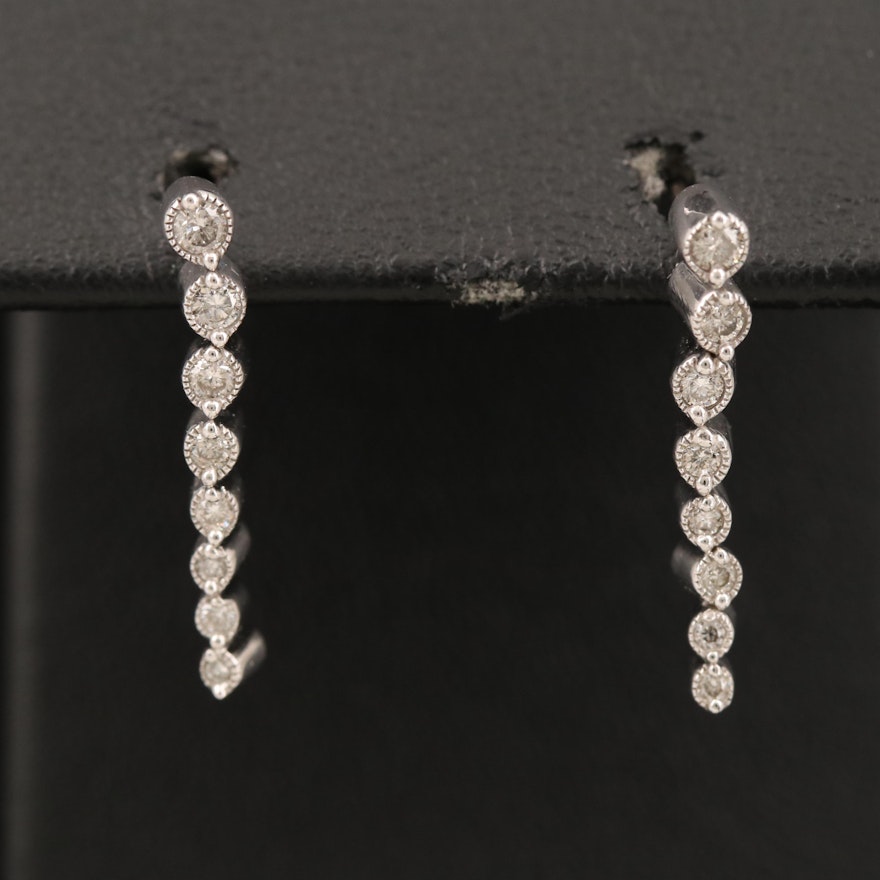 Sterling Graduated Diamond Drop Earrings