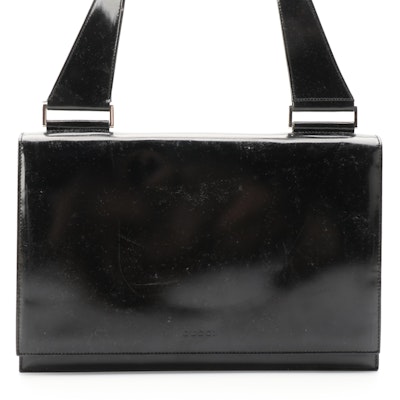Gucci Flap Front Handbag in Black Leather