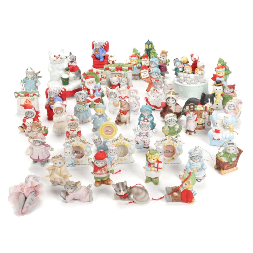 Schmid Kitty Cucumber and Other Porcelain Christmas Figurines and Ornaments