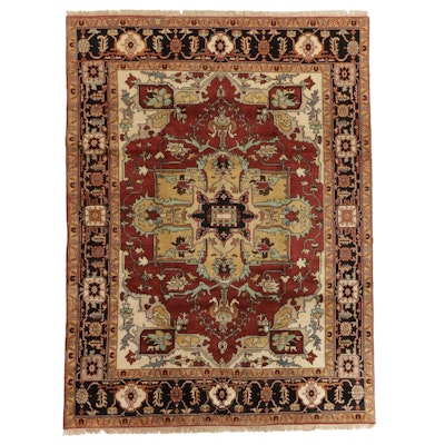 9'1 x 12'4 Hand-Knotted Indo-Persian Heriz Serapi Room Sized Rug