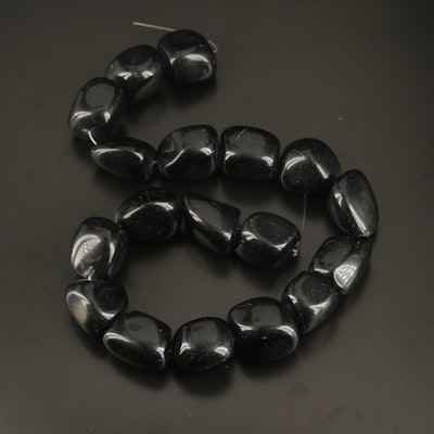 Hank of Tumbled Obsidian Beads