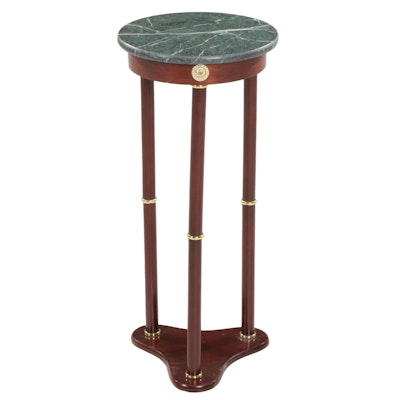 Marble Top Mahogany Plant Stand, 21st Century