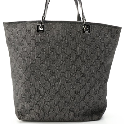Gucci Shoulder Tote in Black GG Denim and Leather