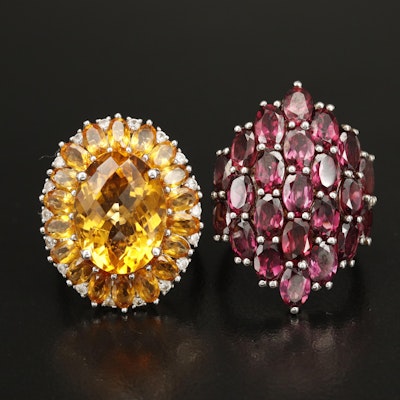Sterling Rings with Citrine, Zircon and Garnet