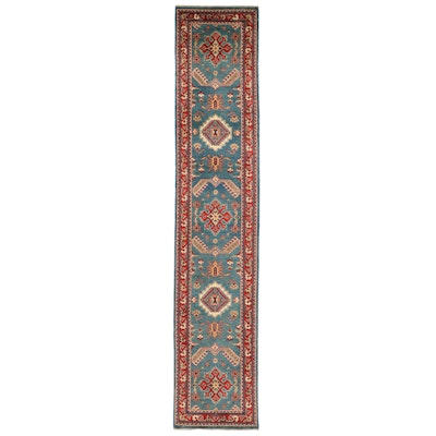 2'9 x 13'8 Hand-Knotted Afghan Kazak Carpet Runner