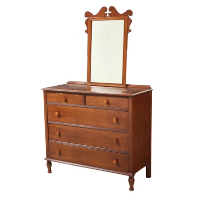 Early American Style Maple Chest and Mirror, Mid-20th Century