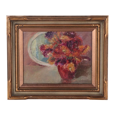 Floral Still Life Oil Painting, Mid to Late 20th Century