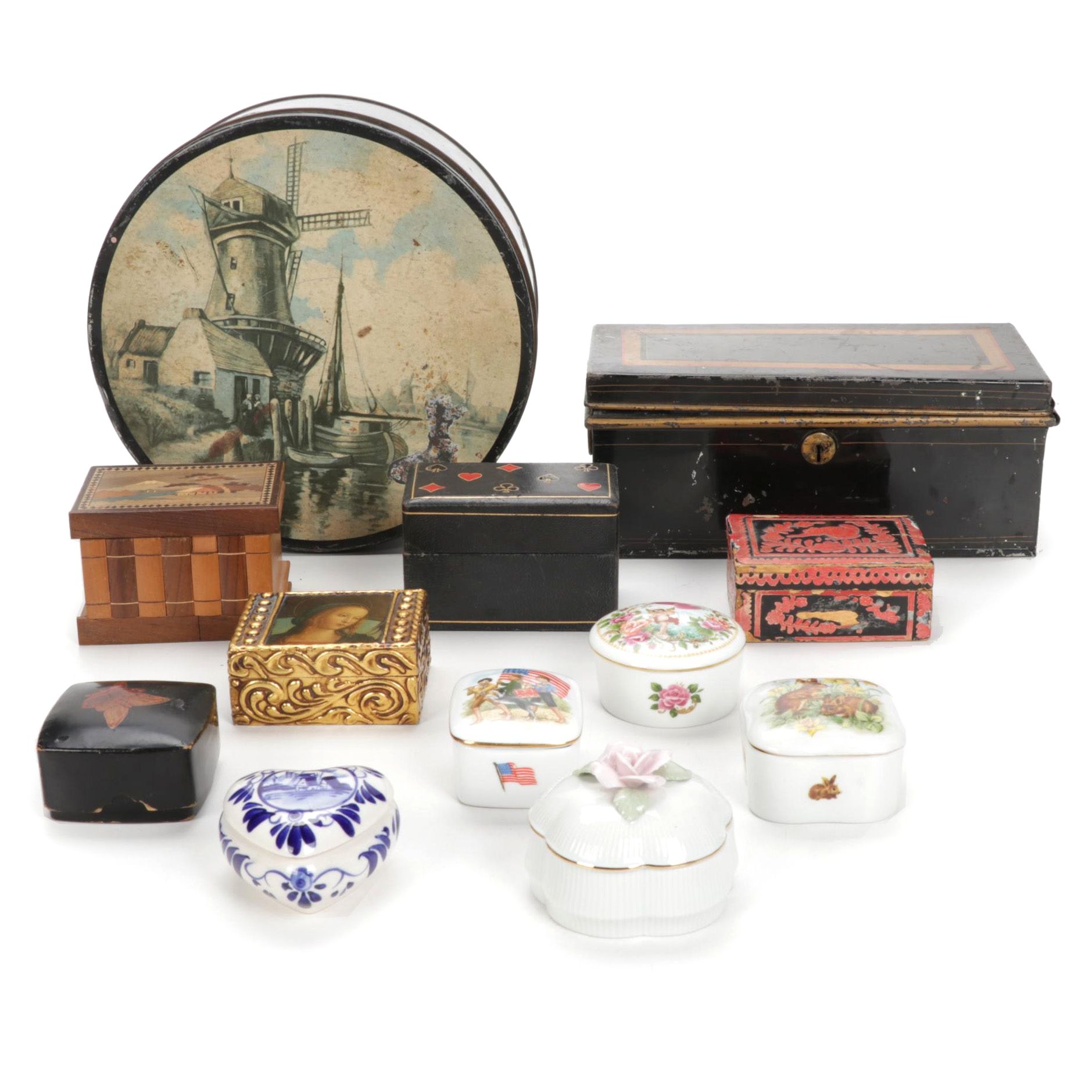 Royal Yarmouth "Yankee Doodle" & "Easter Parade" Porcelain Music Boxes