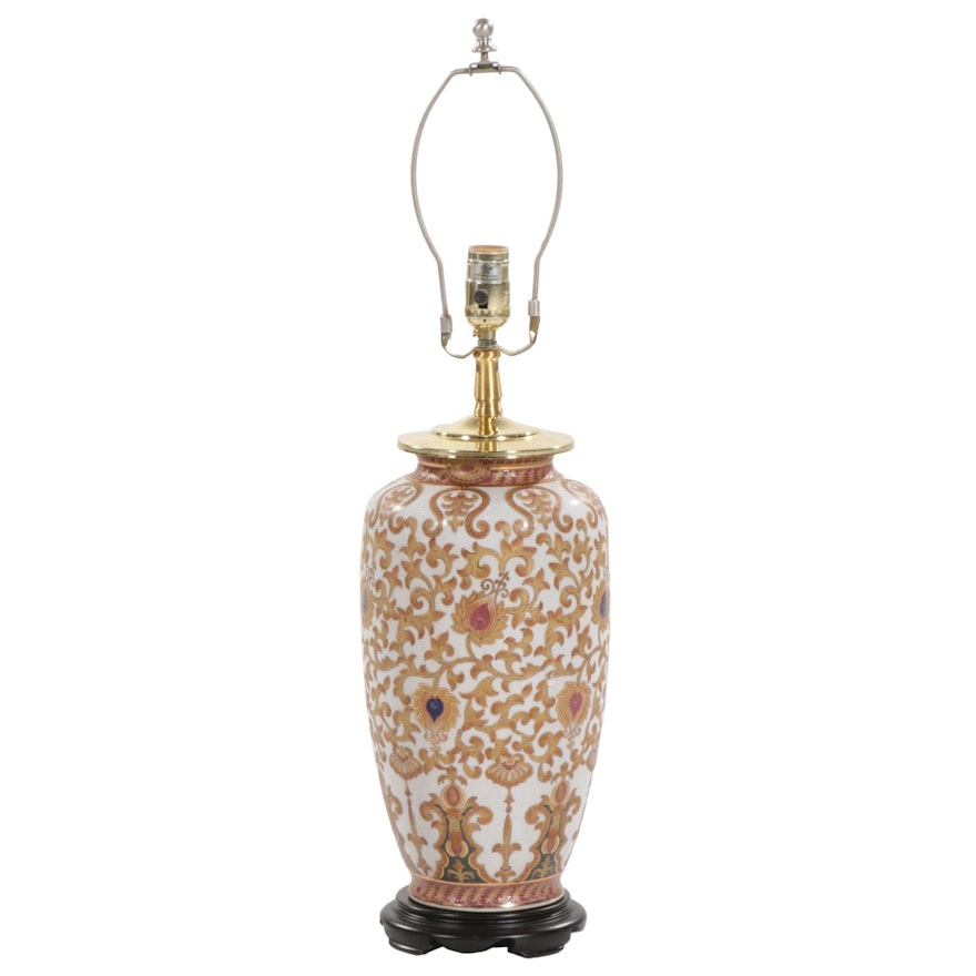 Chinese Ceramic and Brass Table Lamp, Contemporary