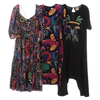 Farm Tiered Dress, Tropical Sheath Dress and Toucan Print Jumpsuit