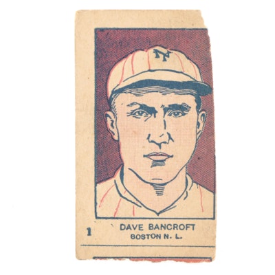 1926 Dave Bancroft #1 Hand-Cut Baseball Strip Card