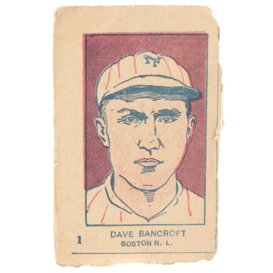 1926 W512 Dave Bancroft #1 Hand Cut Baseball Strip Card
