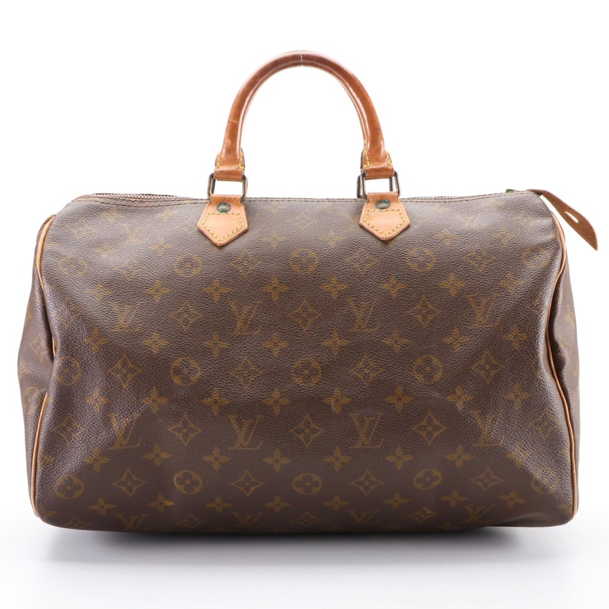Louis Vuitton Speedy 35 in Monogram Coated Canvas and Vachetta Leather, 1970's