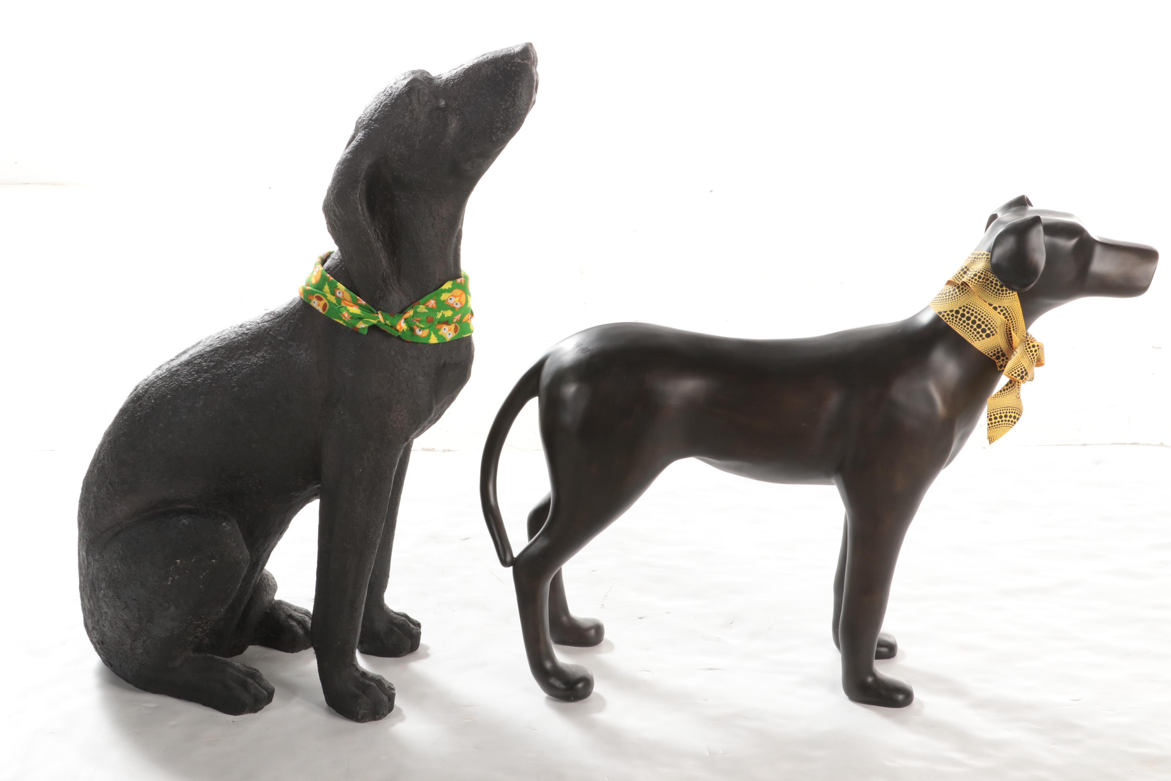 Cast Metal Standing Dog with Cast Composite Dog Statues EBTH