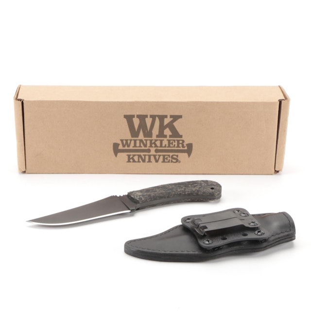 Winkler "Belt Knife Rubber" Hunting Knife and Leather Sheath in