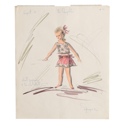 Grace Sprague Watercolor Fashion Illustration "The Daughter," 1964