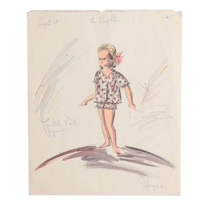 Grace Sprague Watercolor Fashion Illustration "The Daughter," 1964