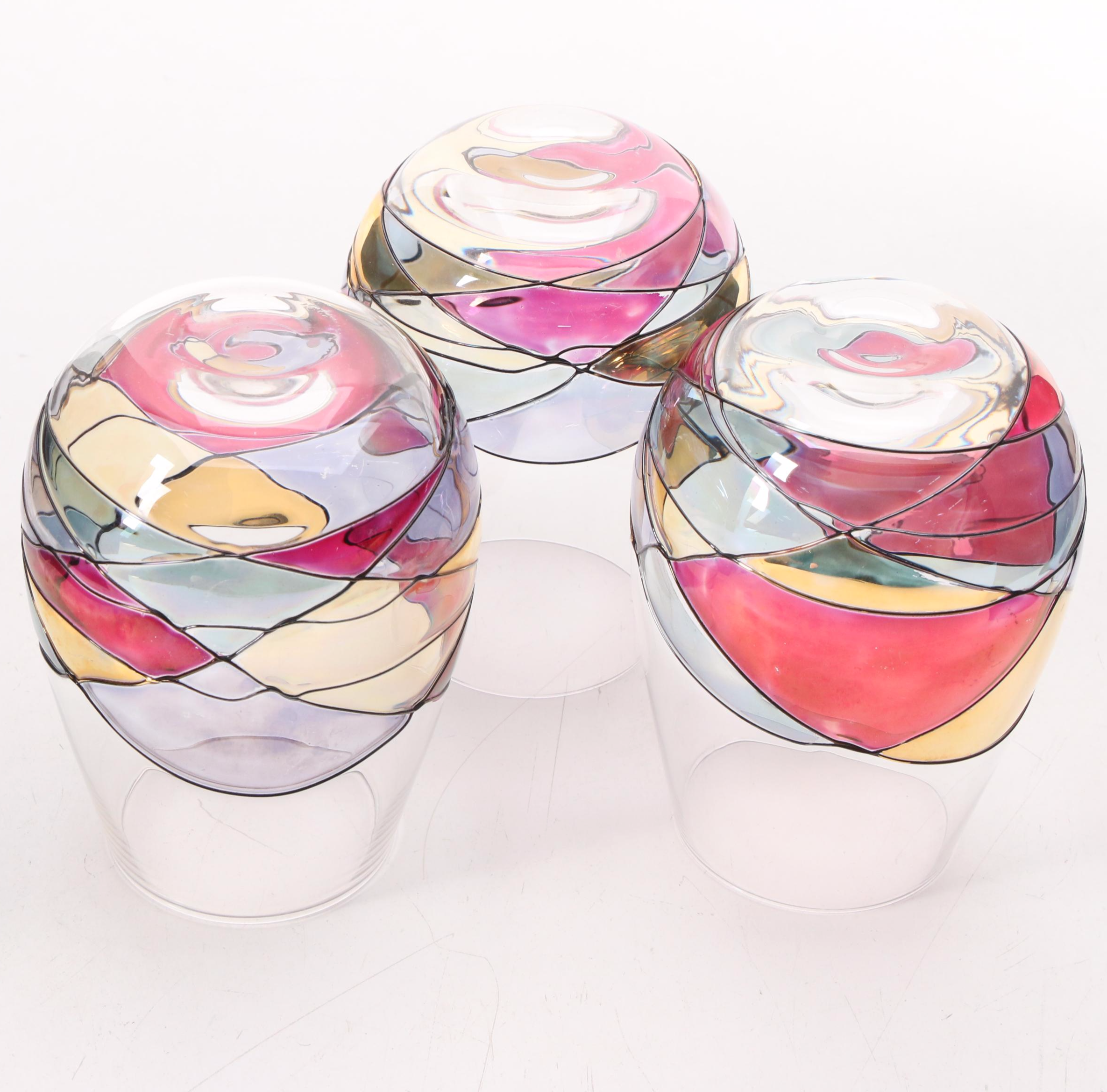 "Sagrada" HandPainted Stemless Wine Glasses EBTH