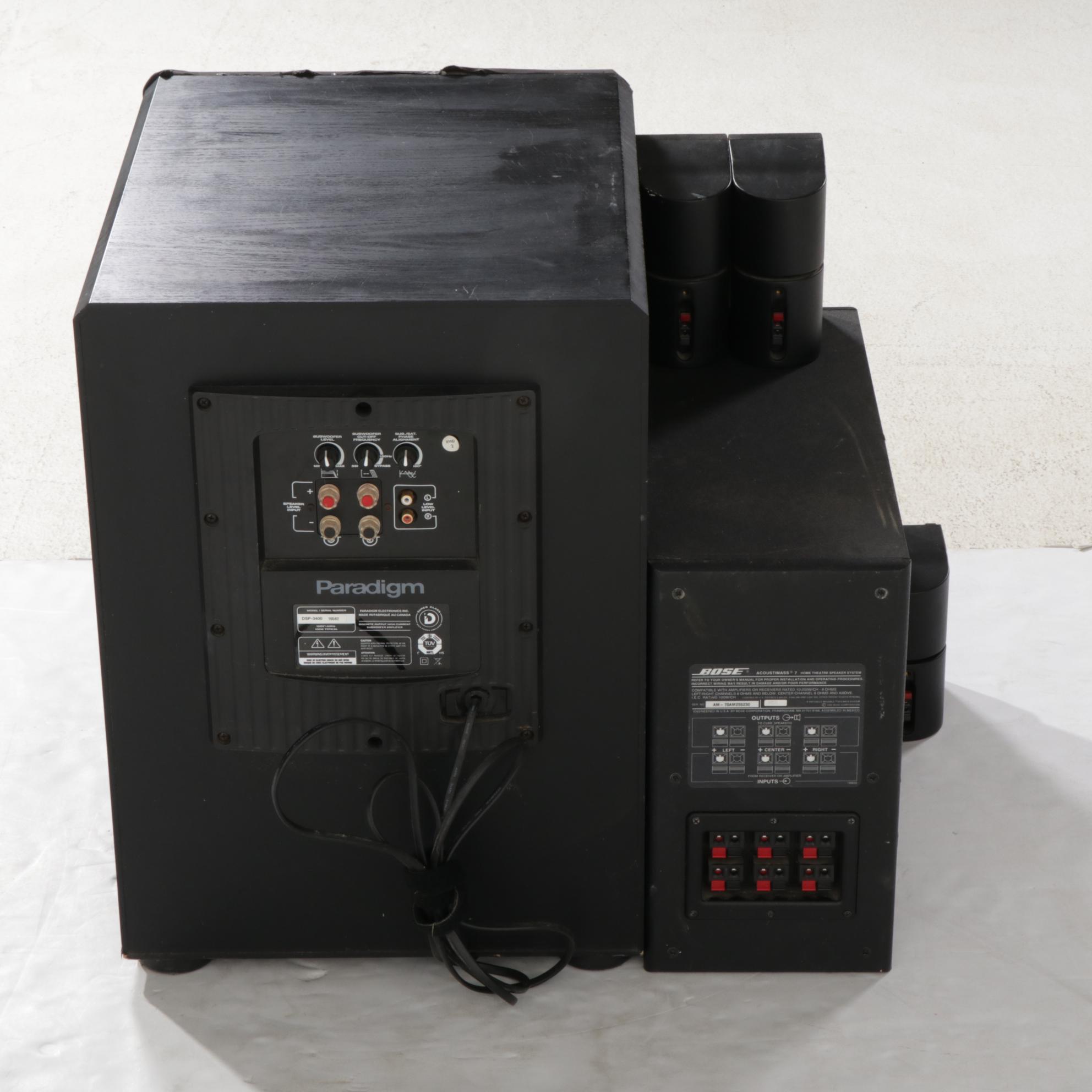 Paradigm DSP3400 Subwoofer and Bose Acoustimass 7 Speakers EBTH