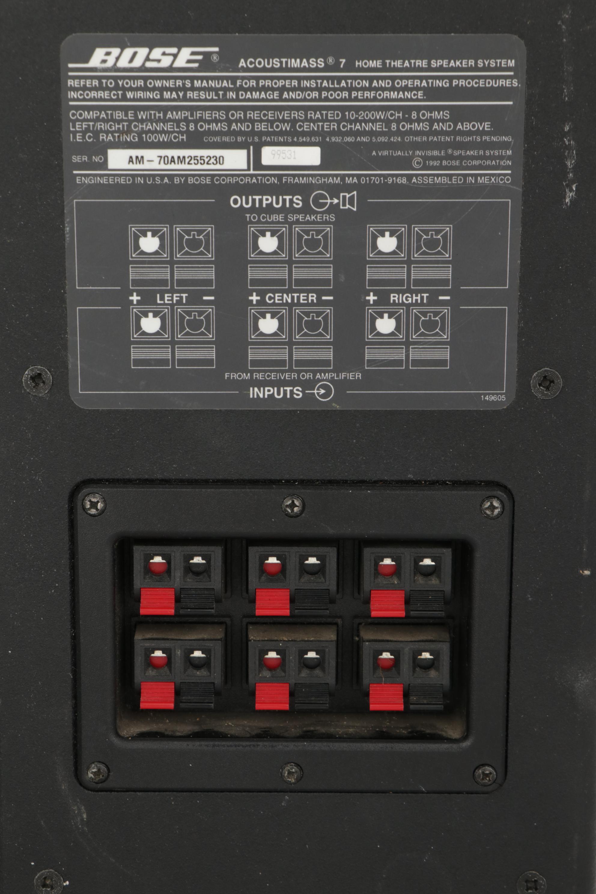 Paradigm DSP3400 Subwoofer and Bose Acoustimass 7 Speakers EBTH