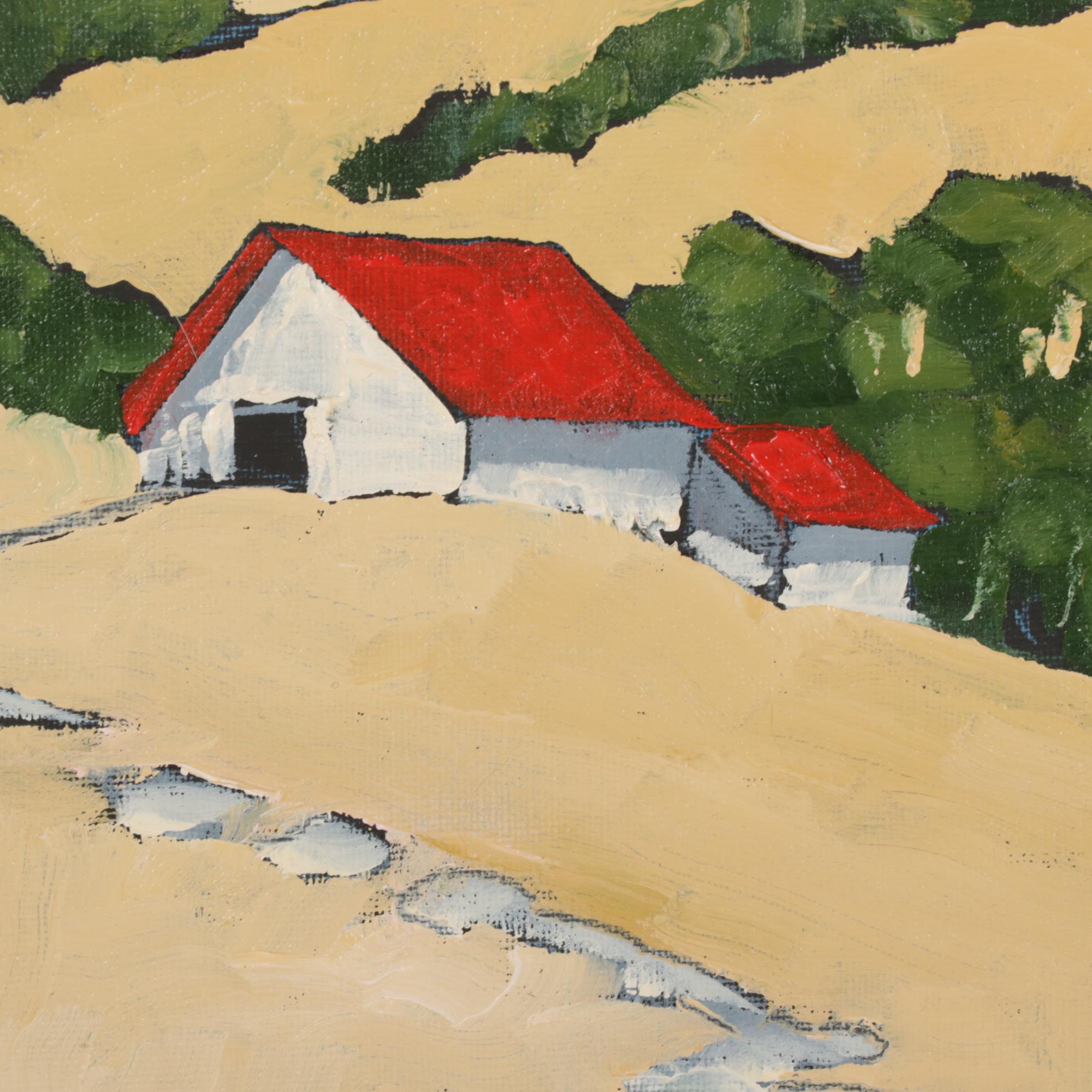 Lynne French Landscape Oil Painting of Rural Cottage, 21st Century EBTH