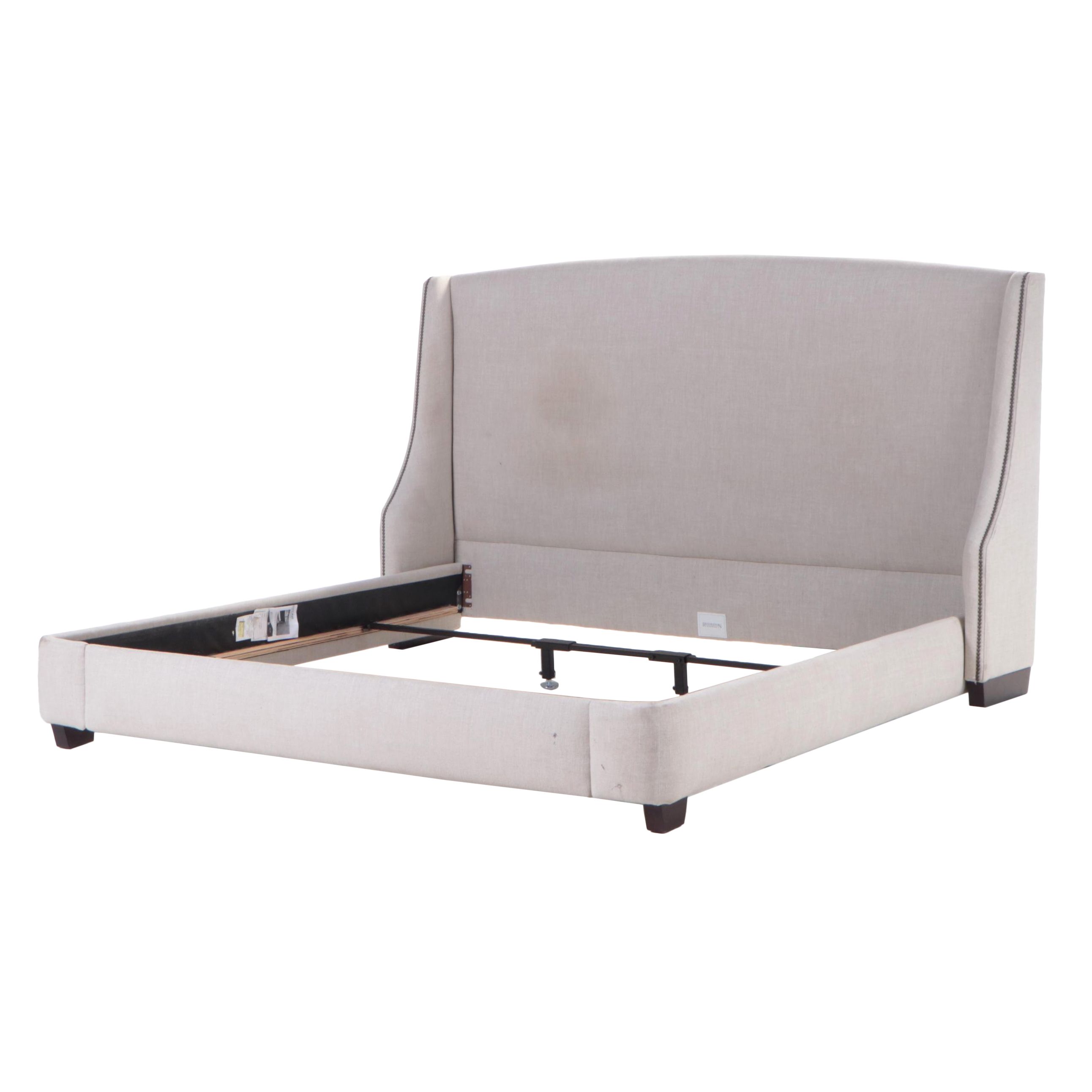 Restoration Hardware Winged Linen Upholstered King Bed Frame EBTH
