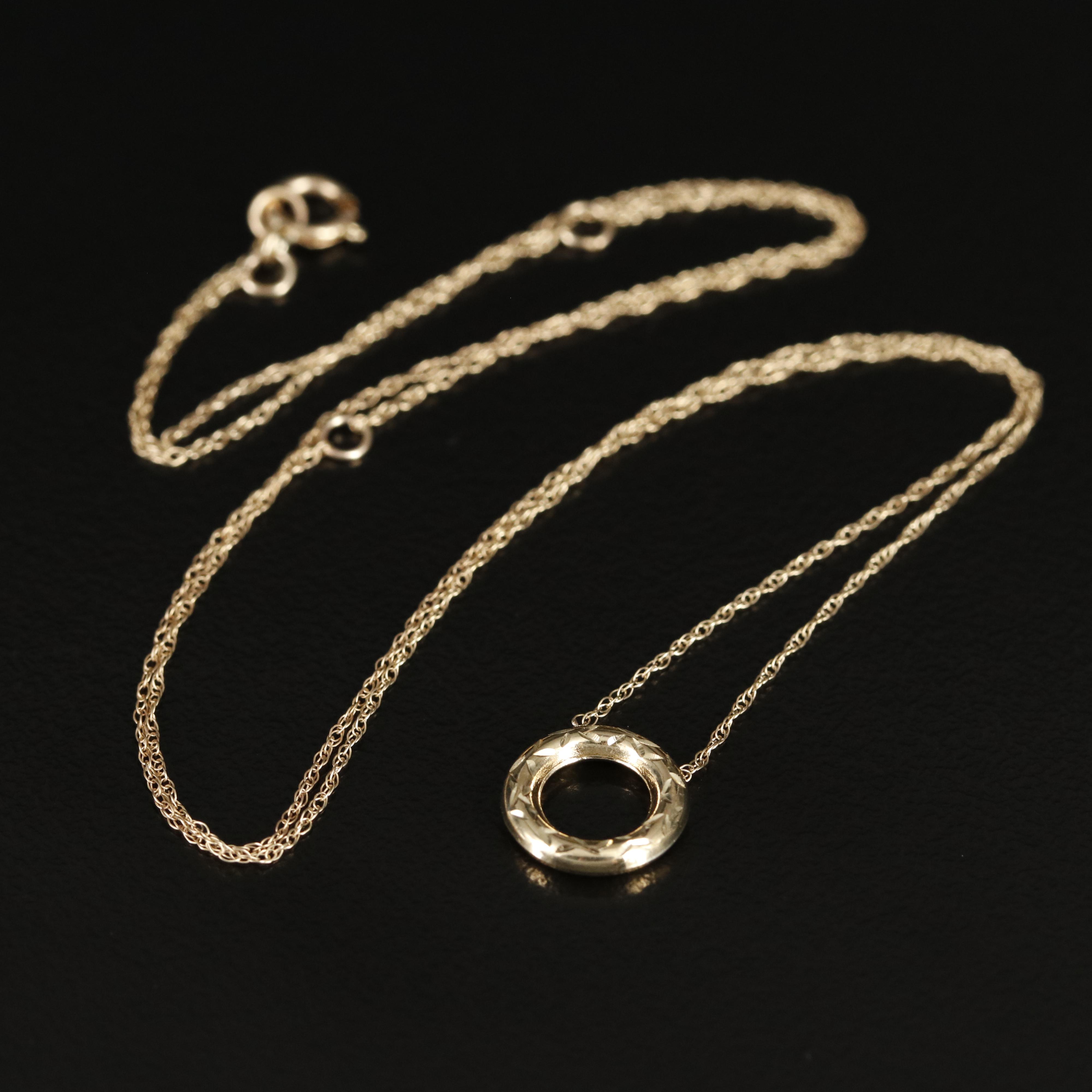 10K Circular Slide Charm Necklace EBTH