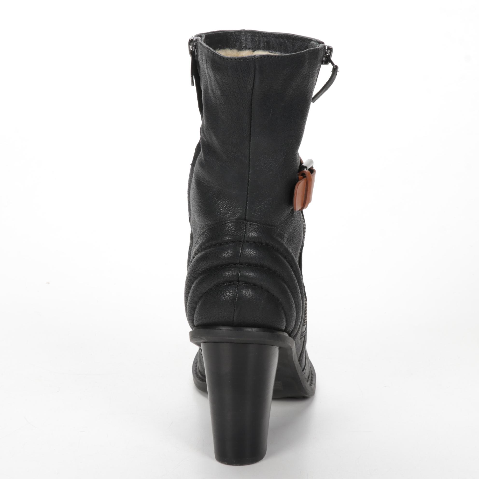 Clarks Narrative Leather Ankle Boots with Wool Lining EBTH