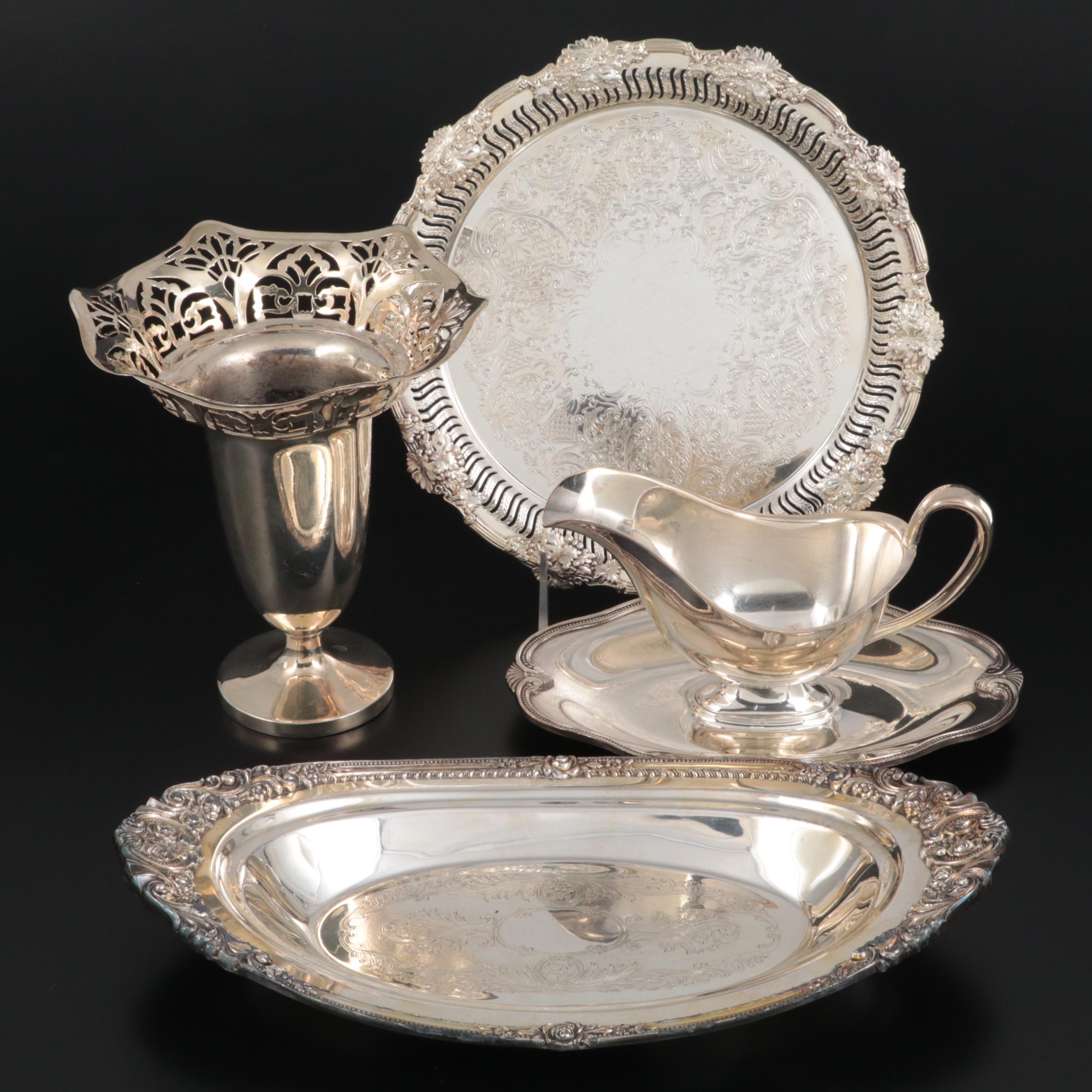 Rogers "Moonbeam" Gravy Boat, Wallace "Rose Point" Dish; and More