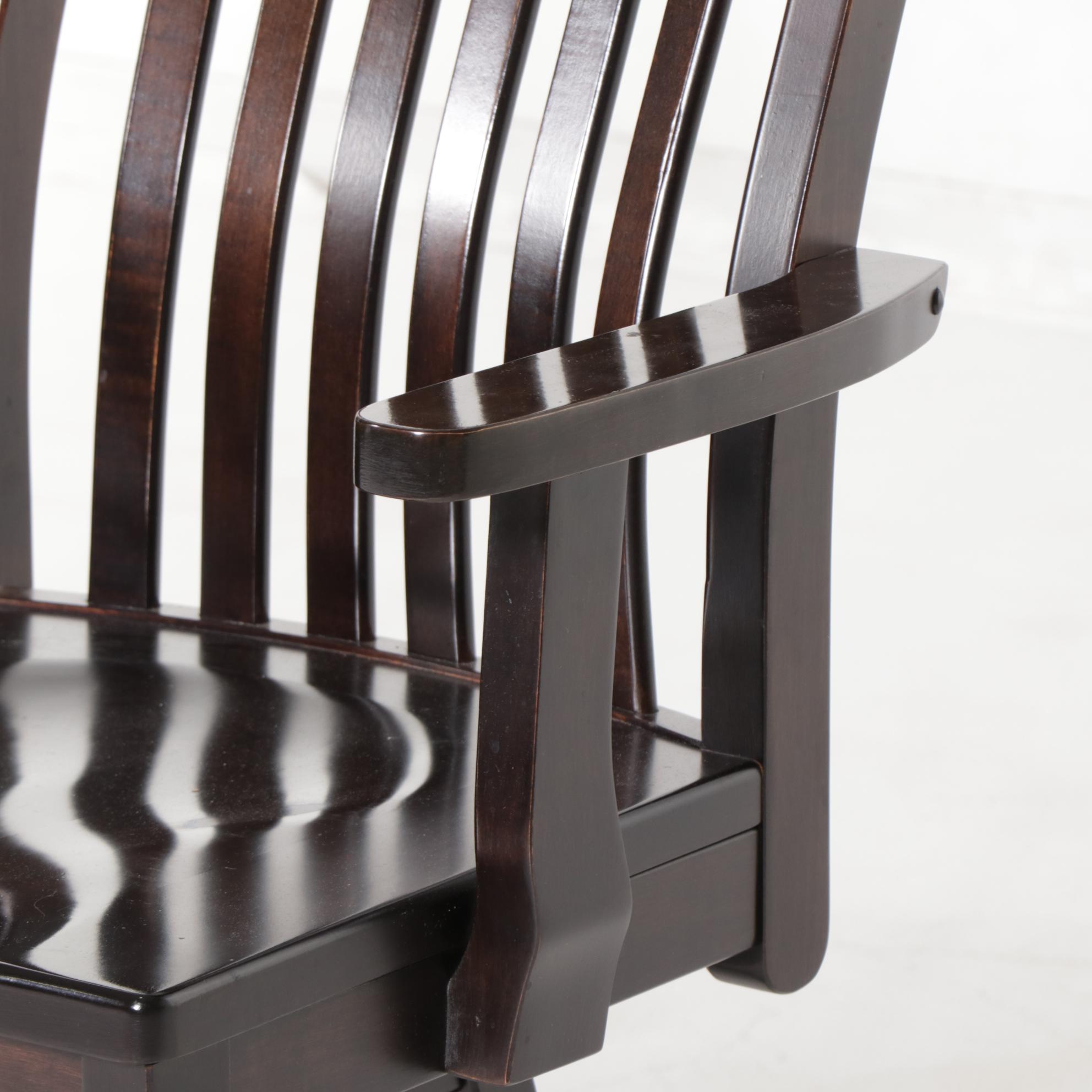 Pair of Contemporary CounterHeight Wooden Swivel Chairs EBTH