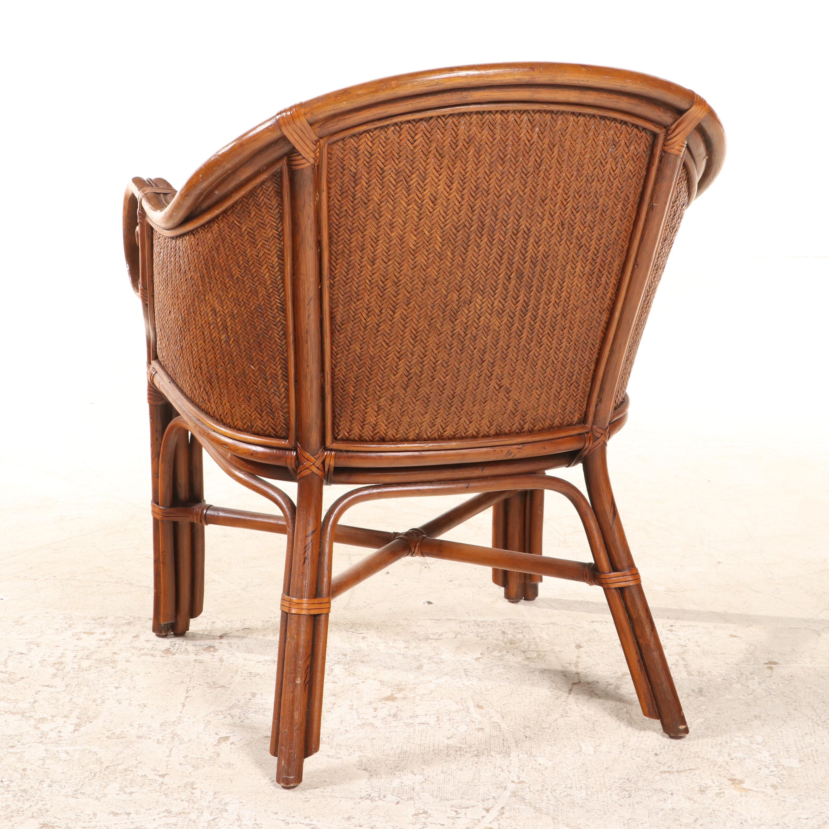 PineapplePedestal Dining Table with Six Rattan Armchairs EBTH