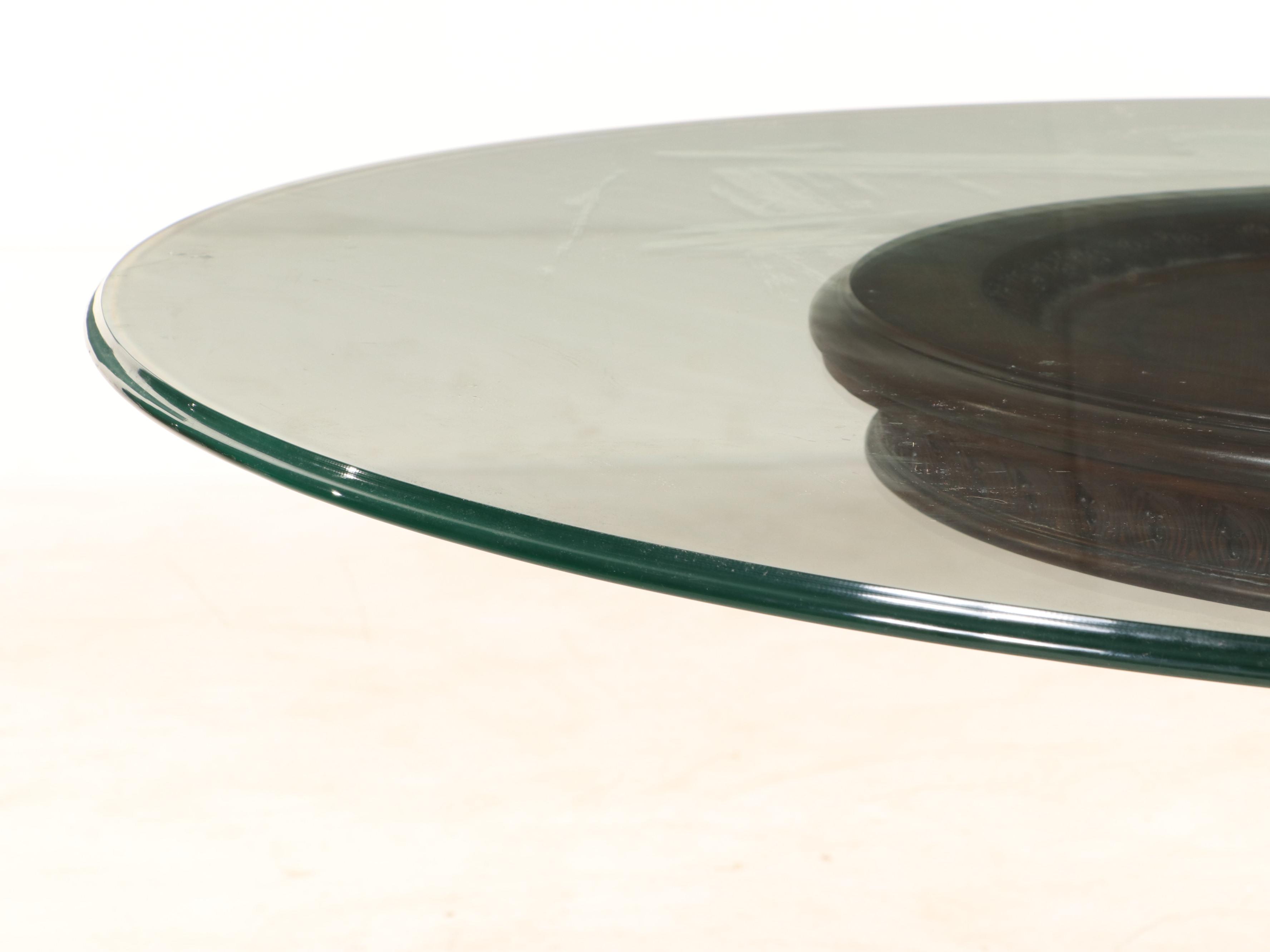 Havertys "Villa Clare" Baroque Style Pedestal Dining Table with Glass