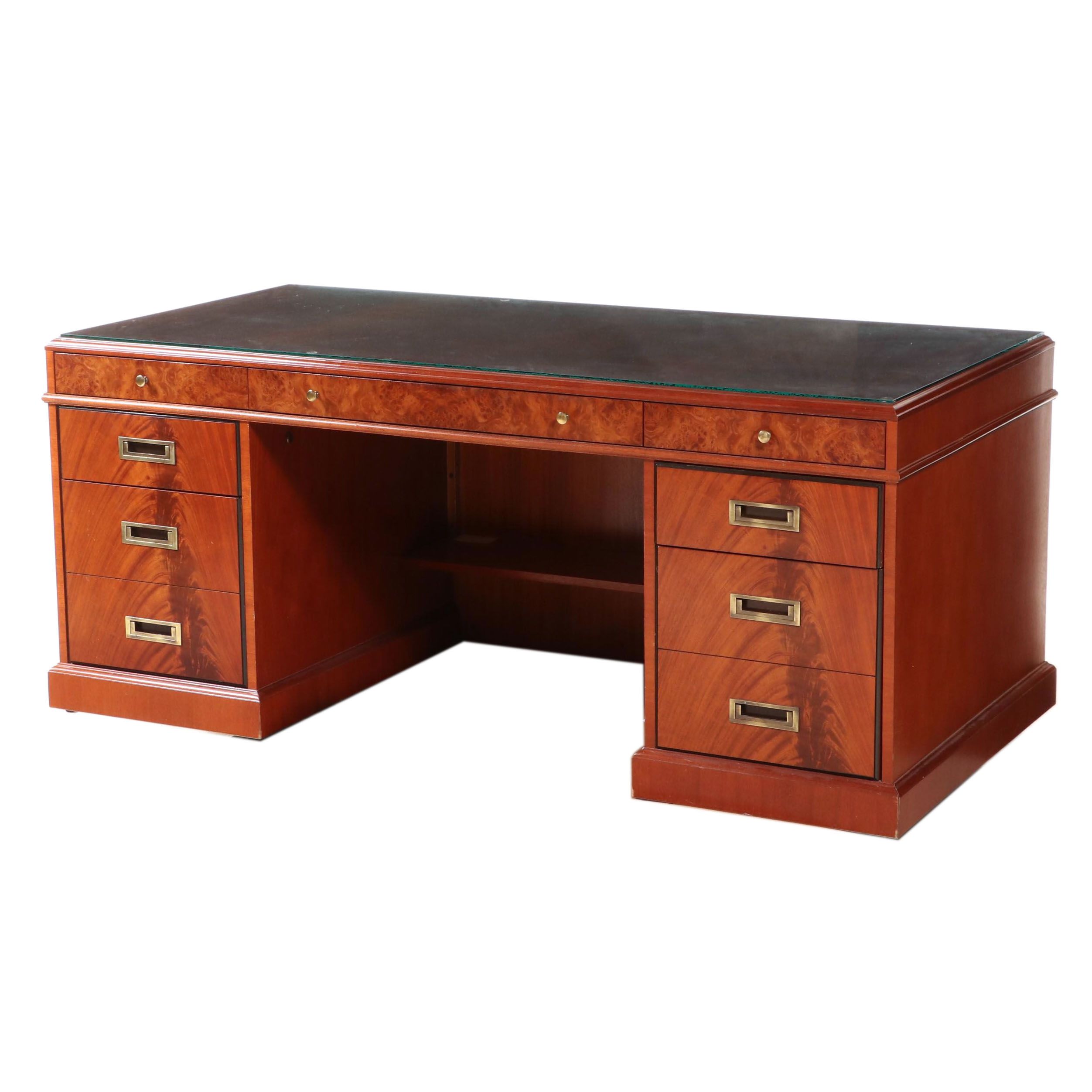 Paoli Inlaid, Figured and Burl Wood Campaign Style Executive Desk EBTH