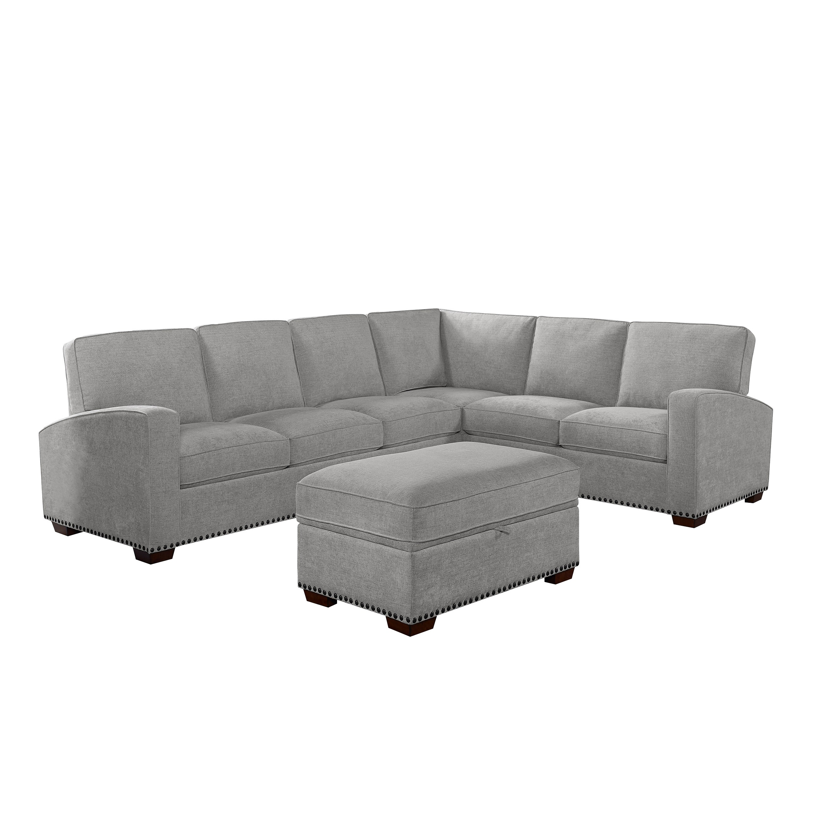 Thomasville "Pearce" ThreePiece Fabric Sectional with Storage Ottoman