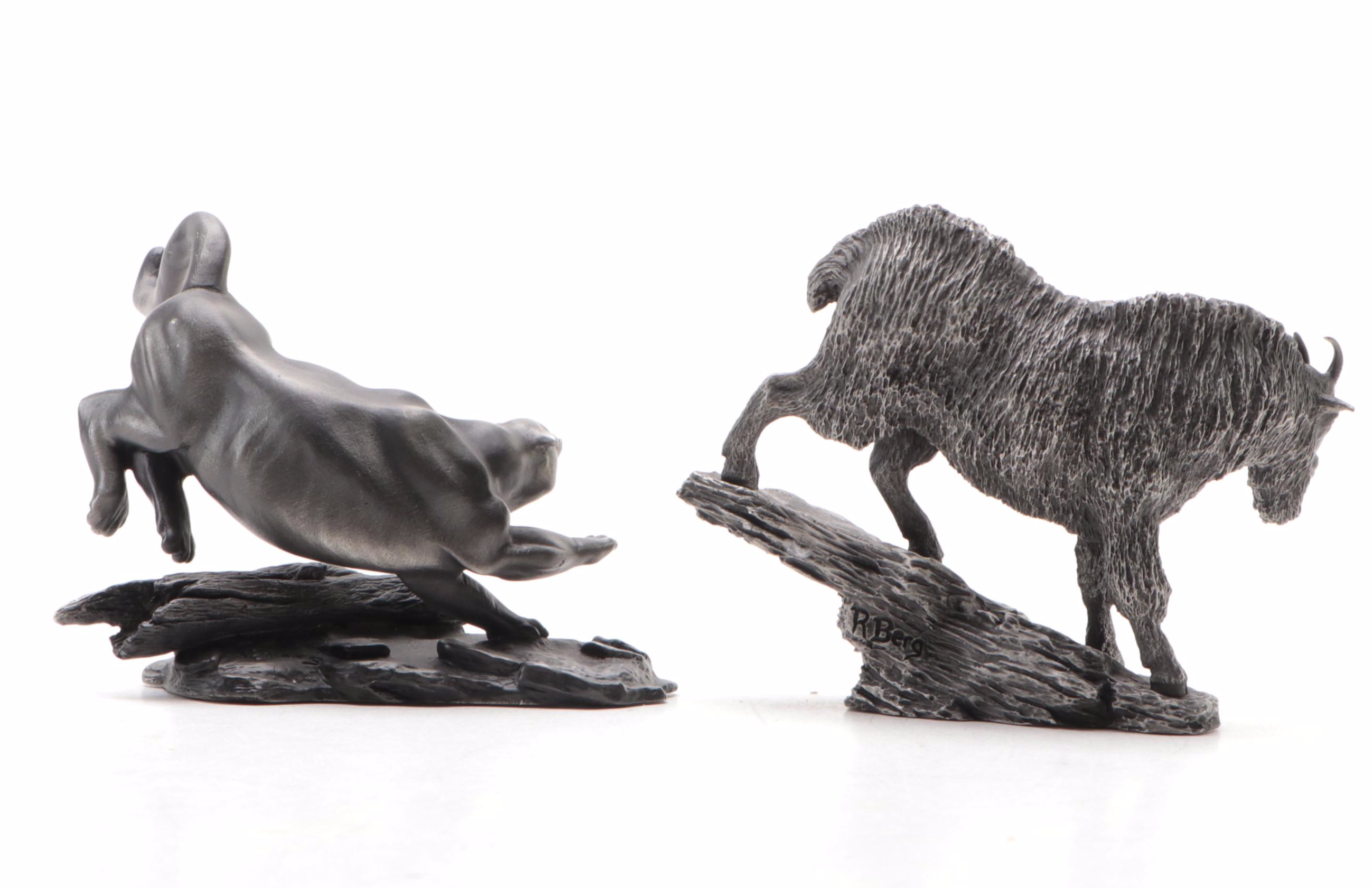 Franklin Mint "The Pronghorn Antelope" and Other Pewter Figurines, Late