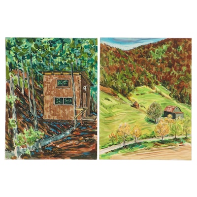 Robert Domin Landscape Watercolor Paintings, Circa 1980