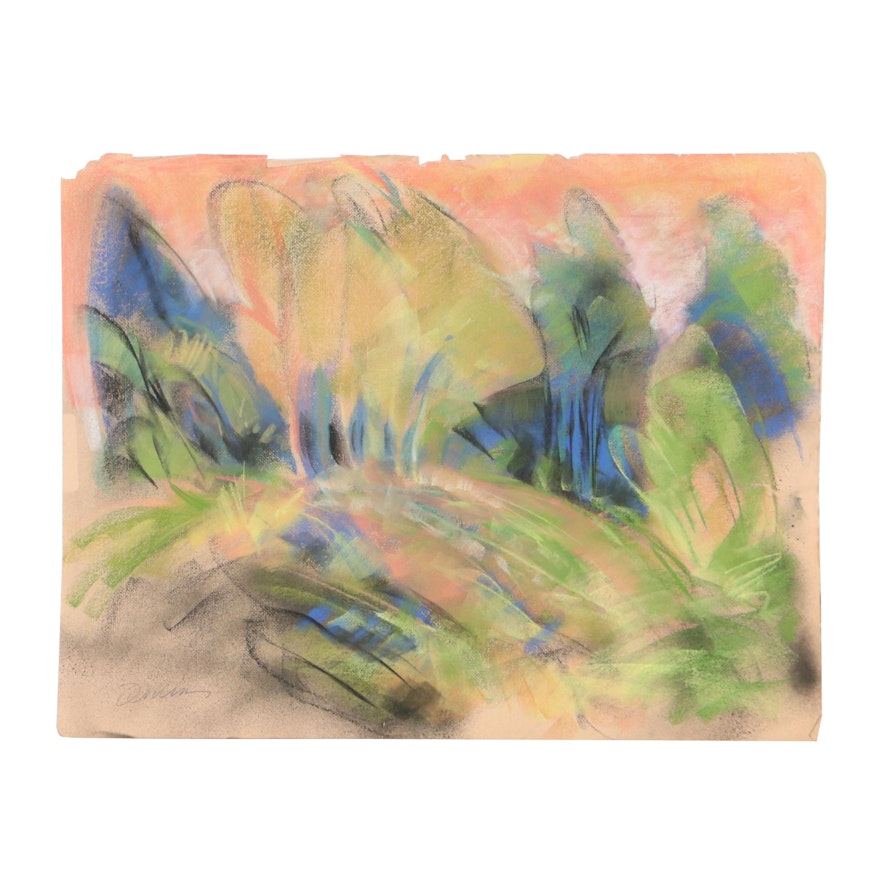 Robert Domin Landscape Pastel Drawing