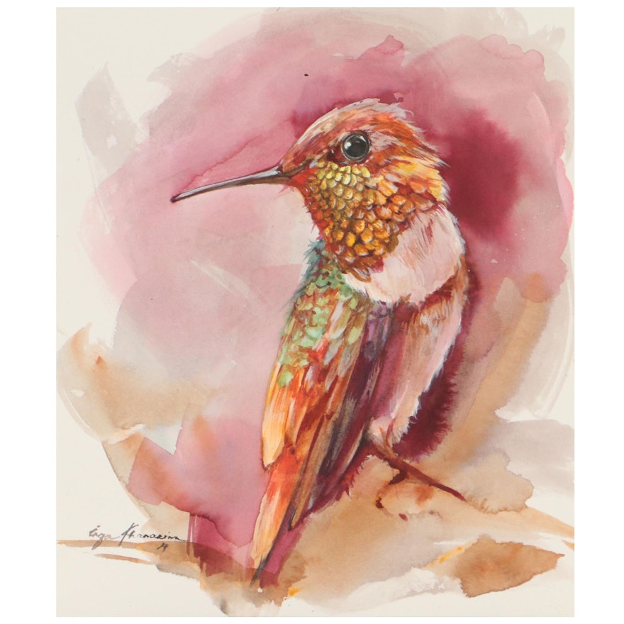 Inga Khanarina Watercolor Painting of a Bird