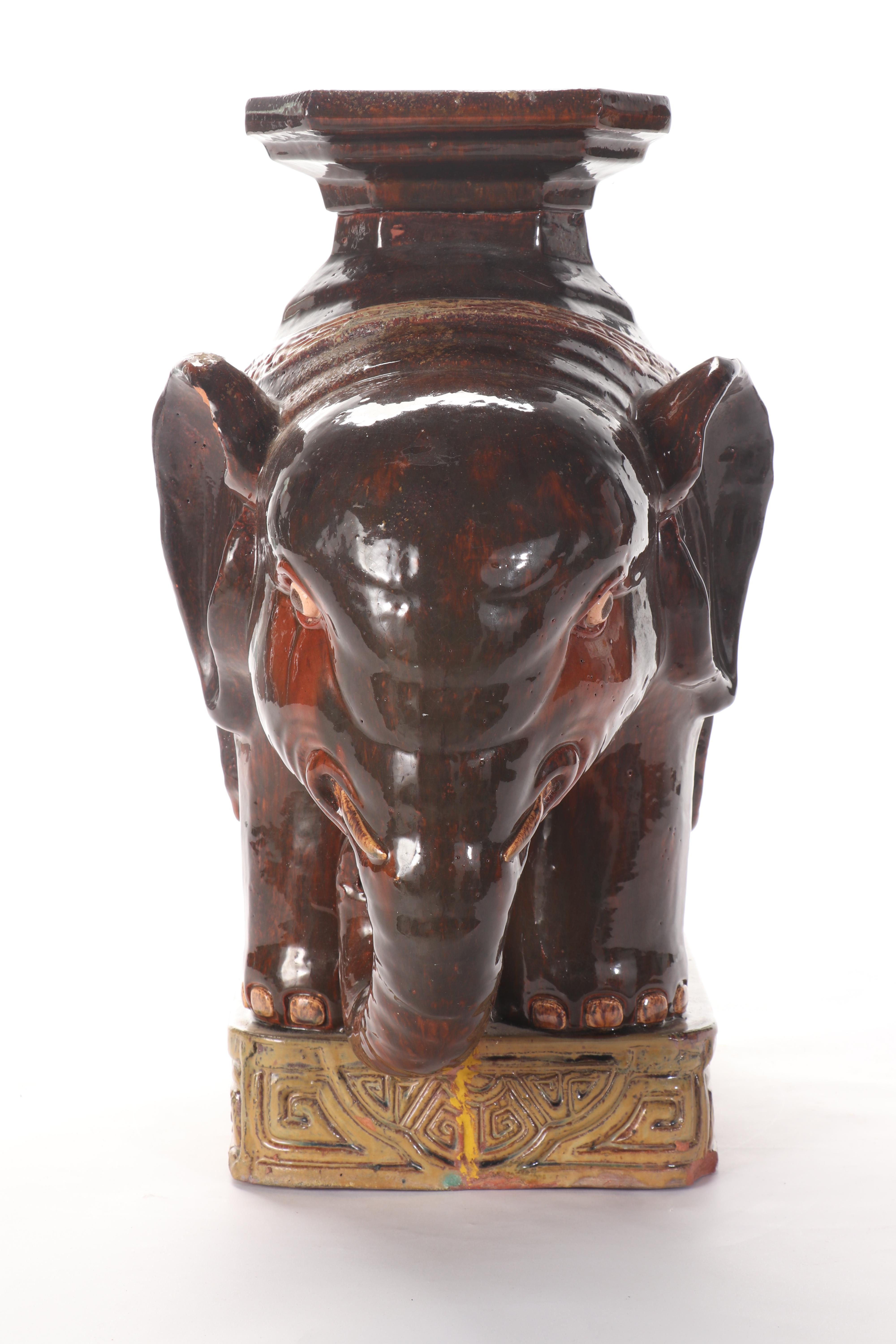 Terracotta Elephant Plant Stand EBTH